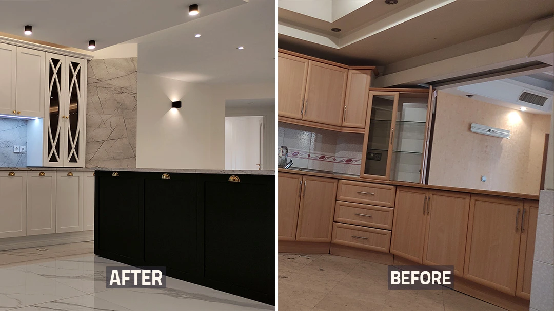 عکس بازسازی قبل و بعد از آشپزخانه