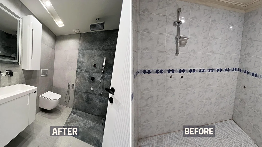 عکس قبل و بعد از بازسازی سرویس حمام
