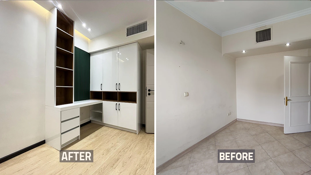 عکس قبل و بعد اتاق کار خانه بازسازی شده