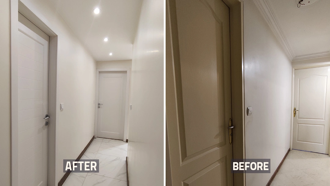 عکس قبل و بعد درب اتاق خانه بازسازی شده