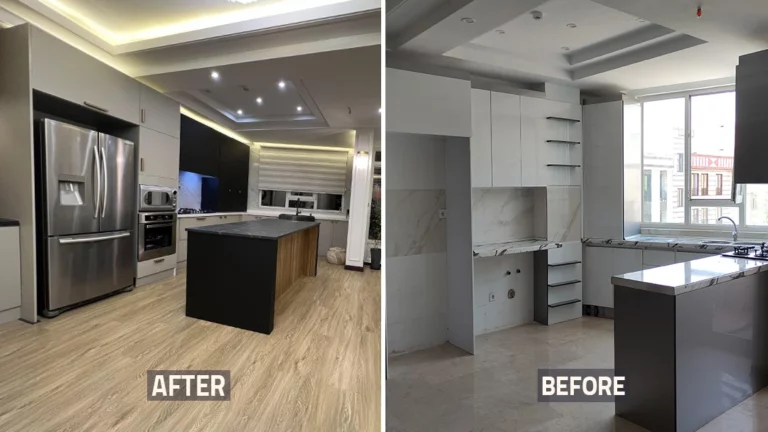 عکس قبل و بعد آشپزخانه خونه بازسازی شده