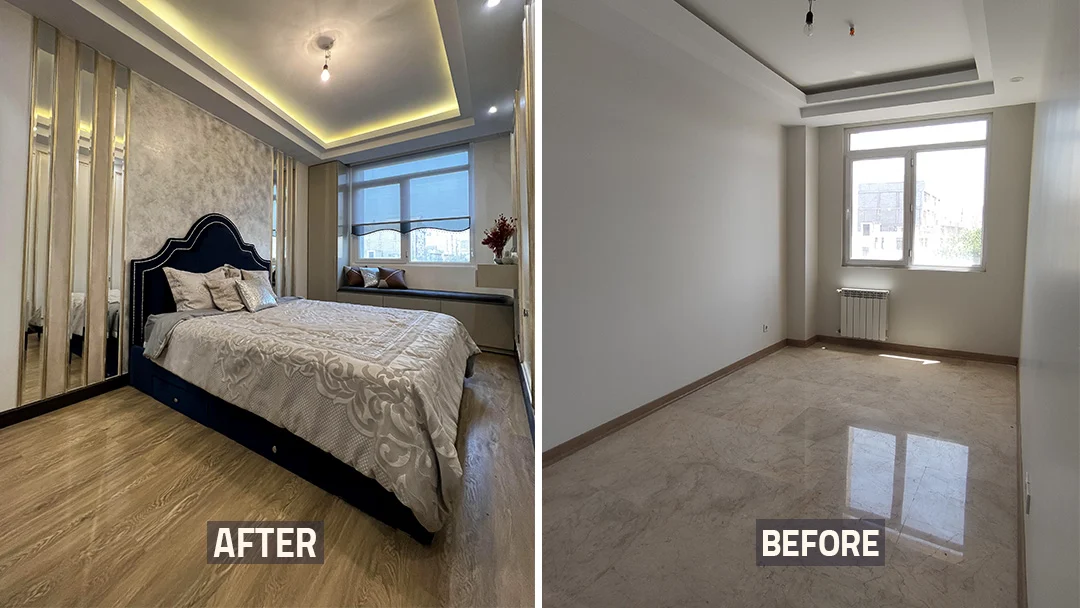عکس قبل و بعد اتاق خواب خونه بازسازی شده