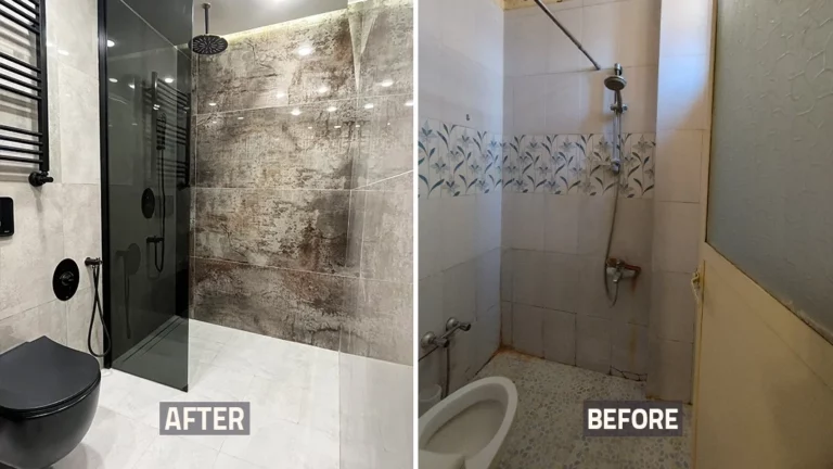 عکس قبل و بعد حمام و دستشویی فرنگی خانه بازسازی شده