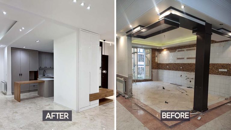 قبل و بعد از بازسازی آشپزخانه در پیروزی