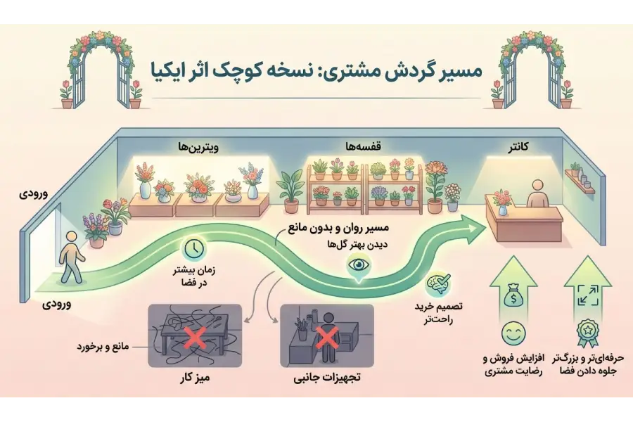 طراحی مسیر گردش مشتری در گلفروشی