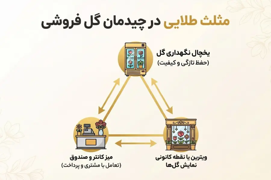 مثلث طلایی در چیدمان گل فروشی