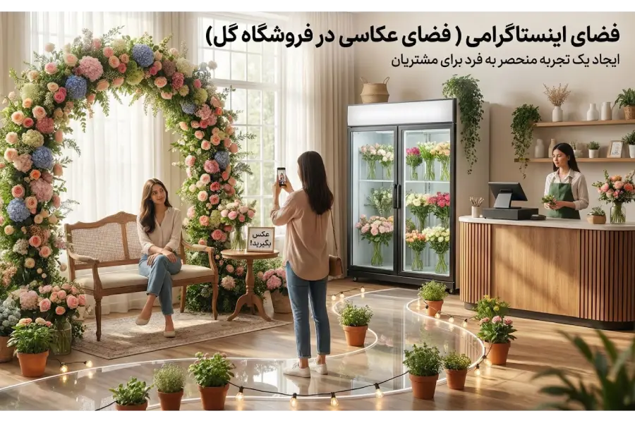 طراحی فضای عکاسی در فروشگاه گل فروشی