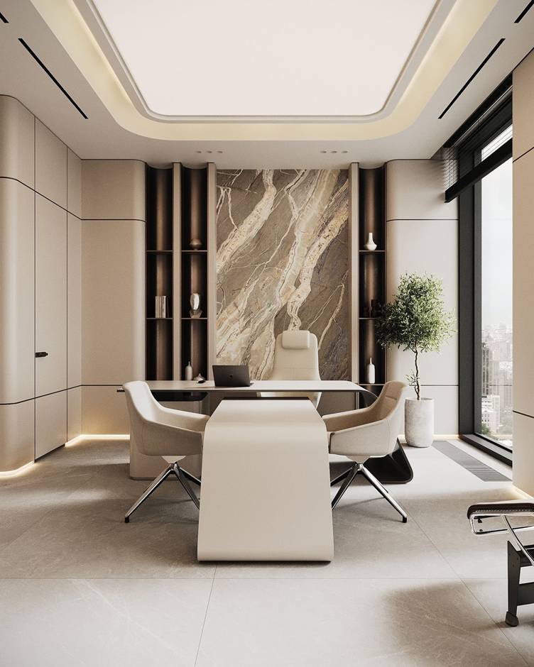 طراحی دفتر وکالت مدرن و شیک با تمرکز بر آرامش موکل