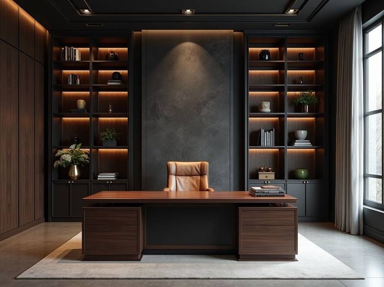 طراحی دفتر وکالت مدرن مینیمال با خطوط معماری واضح