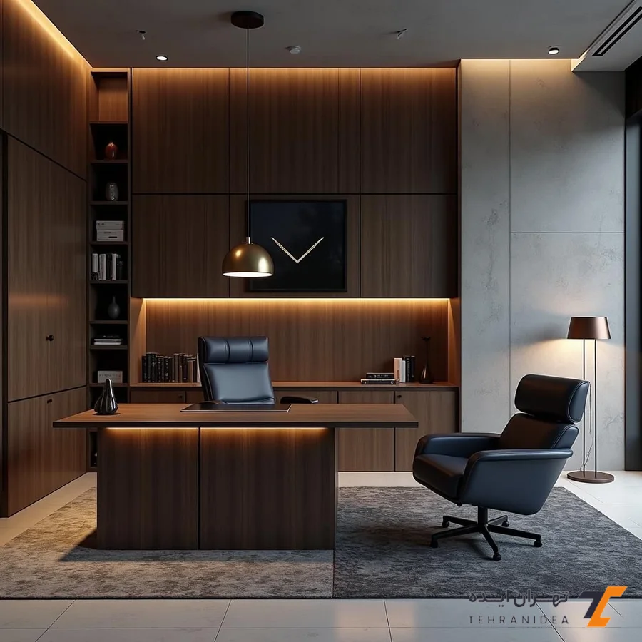 طراحی دفتر وکالت کوچک مینیمال و ارگونومیک