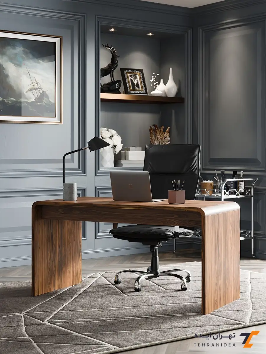 طراحی دفتر وکالت کوچک با میز وکیل خاص
