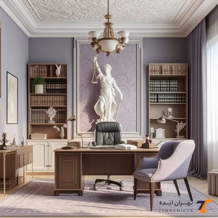 طراحی سقف گچبری دفتر وکالت کلاسیک