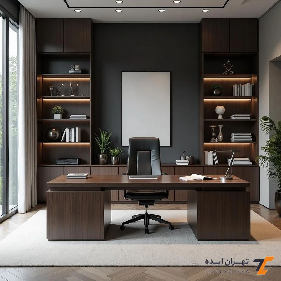 طراحی دفتر وکالت کوچک برای جذب موکل با فضای رسمی