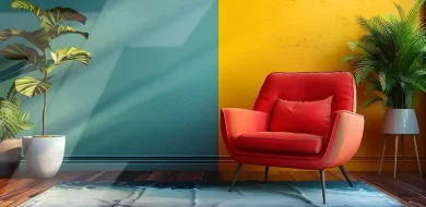 رنگ بندی زیبا ی دیوار خانه بعد باز سازی